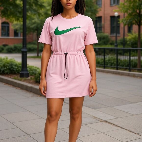 Nike Pink Mini Crew Neck Athletic Dress - Picture 1 of 4